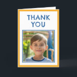Modernes Blue Birthday Kids Foto Dankeskarte<br><div class="desc">Modern Blue Birthday Kinder Foto Dankeschön Card. Ein niedliche Geburtstag danke Ihnen Karte für Ihre Freunde und Familie. Laden Sie Ihr Foto hoch und personalisieren Sie die Karte mit Ihrem Namen und Text. Großartig wie danke Karte für Jungs.</div>