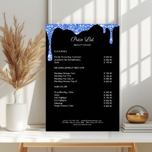 Modernes Blue Black Glitzern Preislisten Poster