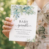 Modernes Blue Botantus Eucalyptus Baby Sprinkle Einladung
