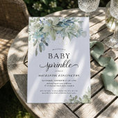 Modernes Blue Botantus Eucalyptus Baby Sprinkle Einladung