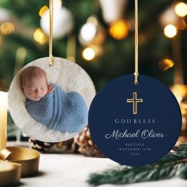 Modernes Blue-Boy-Foto Keramik Ornament
