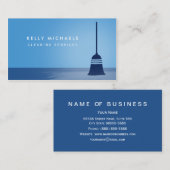 Modernes Blue Broom Elegante Reinigungsdienste Visitenkarte (Vorne/Hinten)