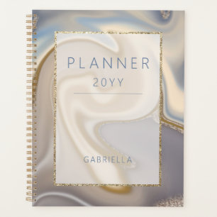 Modernes Blue Brown & Gold Abstrakt Planer