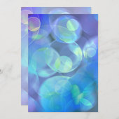 Modernes Blue Bubbles Fraktal Abstraktes Design Einladung (Vorne/Hinten)