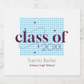 Modernes Blue Burgundy Graduation Cap Muster Bierflaschenetikett (Einzelnes Label)