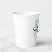 Modernes Blue Burgundy Graduation Cap Muster Pappbecher (Rechts)