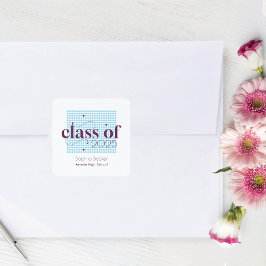 Modernes Blue Burgundy Graduation Cap Muster Quadratischer Aufkleber