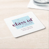 Modernes Blue Burgundy Graduation Cap Muster Rechteckiger Pappuntersetzer (angewinkelt)