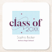 Modernes Blue Burgundy Graduation Cap Muster Rechteckiger Pappuntersetzer (Vorderseite)