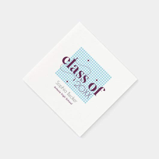 Modernes Blue Burgundy Graduation Cap Muster Serviette (Ecke)
