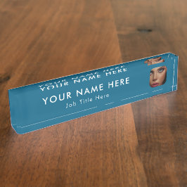 Modernes Blue Business Foto Berufliche Führungskra Namensplakette