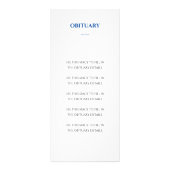 Modernes Blue Celebration of Life Memorial Program Werbekarte (Hinten)