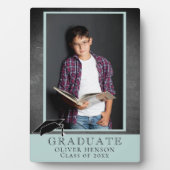 Modernes Blue Chalkboard Abschluss Graduate Foto Fotoplatte (Vorderseite)