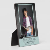 Modernes Blue Chalkboard Abschluss Graduate Foto Fotoplatte (Seite)