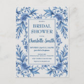 Modernes Blue Chinoiserie Brautparty Postkarte (Vorderseite)