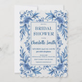 Modernes Blue Chinoiserie Brautparty Save The Date (Vorderseite)