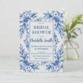 Modernes Blue Chinoiserie Brautparty Save The Date (Stehend Vorderseite)