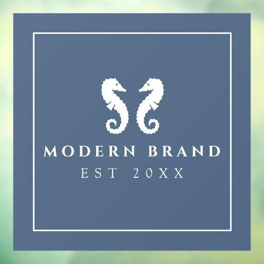 Modernes Blue Coastal Seepferd Fensteraufkleber (Blatt 3)