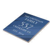 Modernes Blue Date etablierte Address House Plaque Fliese (Seite)