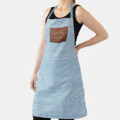 Modernes Blue Denim Jeans Textur Leather Patch Schürze (InSitu)