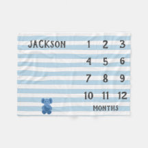 Modernes Blue Elephant Baby Milestone Blanket