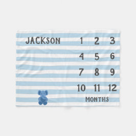 Modernes Blue Elephant Baby Milestone Blanket Fleecedecke