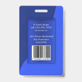 Modernes Blue Employee Foto ID Abzeichen Ausweis (Rückseite)