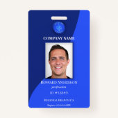 Modernes Blue Employee Foto ID Abzeichen Ausweis (Vorderseite)