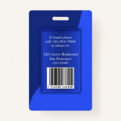 Modernes Blue Employee Foto ID Abzeichen Ausweis (Rückseite)