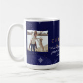 Modernes Blue Family Weihnachts-Foto Kaffeetasse (Links)