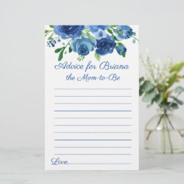 Modernes Blue Floral Advice Baby Duschgame