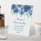 Modernes Blue Floral Boy Baby Dusche Momosa Bar Si Sockelschild (In SItu)