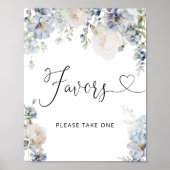 Modernes Blue Floral Favorit Baby Shower Poster (Vorne)