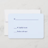 Modernes Blue Floral Gold Swirt Hochzeit RSVP (Rückseite)