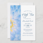 Modernes Blue Floral High Tee Brautparty Einladung (Vorderseite)