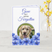Modernes Blue Floral Pet Loss Foto Beileid Karte (Gelbe Blume)