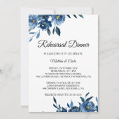 Modernes Blue Floral Probe Dinner Einladung (Vorderseite)