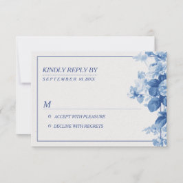 Modernes Blue Floral Watercolor Wedding RSVP