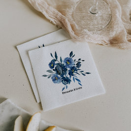 Modernes Blue Floral Wedding Napkin Serviette