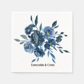 Modernes Blue Floral Wedding Napkin Serviette (Vorderseite)