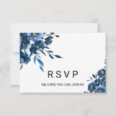 Modernes Blue Floral Wedding Rsvp (Vorderseite)