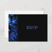 Modernes Blue Floral Wedding RSVP (Vorne/Hinten)