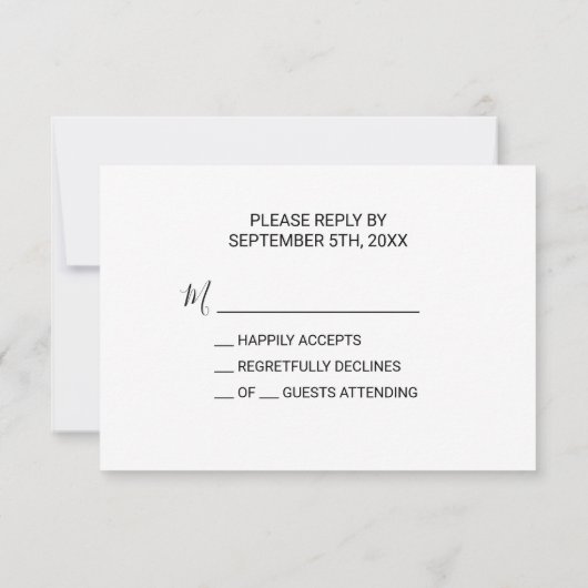 Modernes Blue Floral Wedding Rsvp Karte (Rückseite)