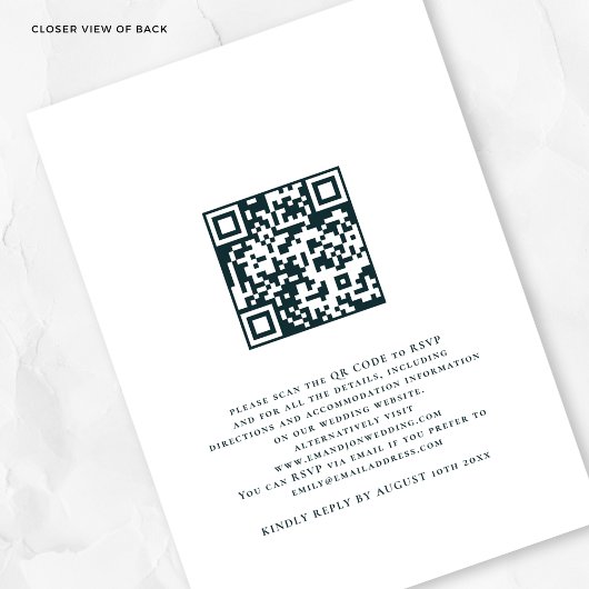 Modernes Blue Florals QR Code Hochzeit Einladung
