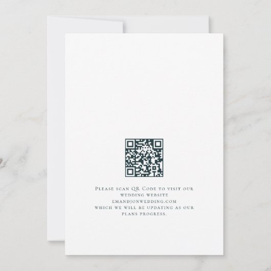 Modernes Blue Florals QR Code Hochzeit Save The Date (Rückseite)
