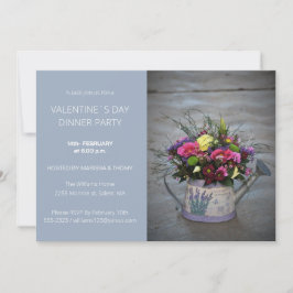 Modernes Blue Foto Dinner Party Script Foto Feiertagskarte