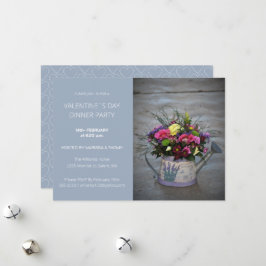 Modernes Blue Foto Dinner Party Script Foto Feiertagskarte
