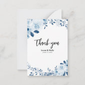 Modernes Blue French Floral Wedding Vielen Dank Mitteilungskarte (Vorderseite)