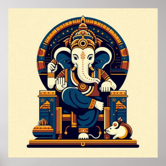 Modernes Blue Ganesha Vector Illustration Deity Ar Poster (Vorne)
