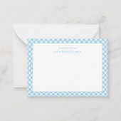Modernes Blue Gingham Baby Kinderzimmer Note Card Mitteilungskarte (Vorderseite)